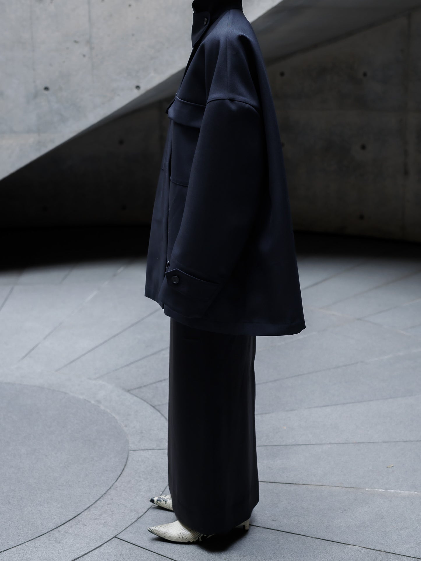 Light doeskin 2way jacket(-d.navy-)