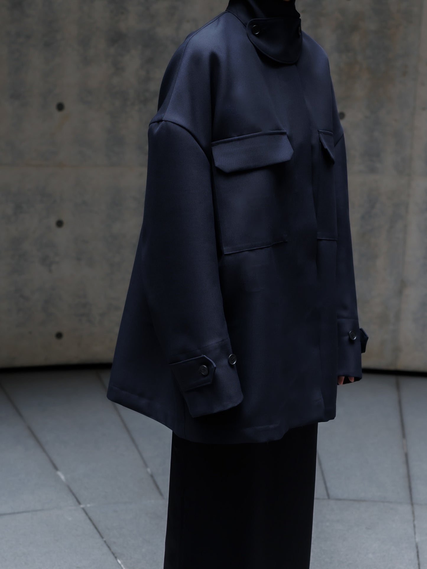 Light doeskin 2way jacket(-d.navy-)