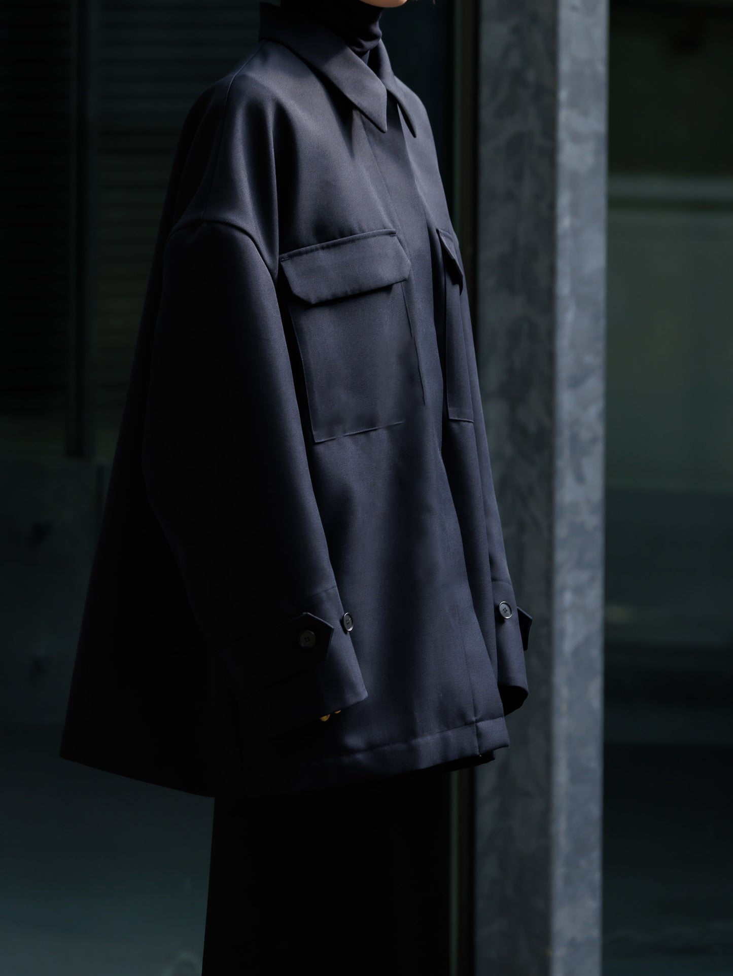 Light doeskin 2way jacket(-d.navy-)