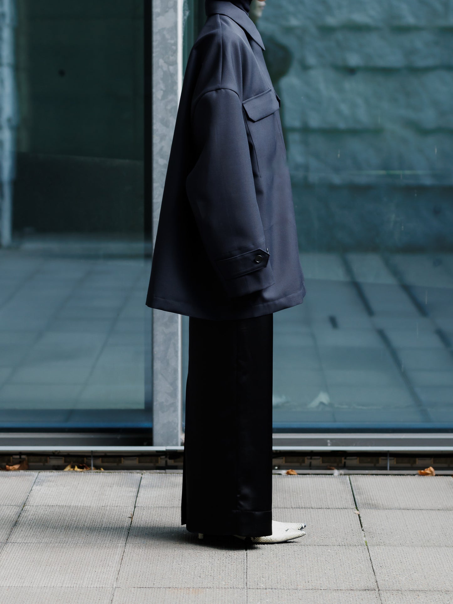 Light doeskin 2way jacket(-d.navy-)