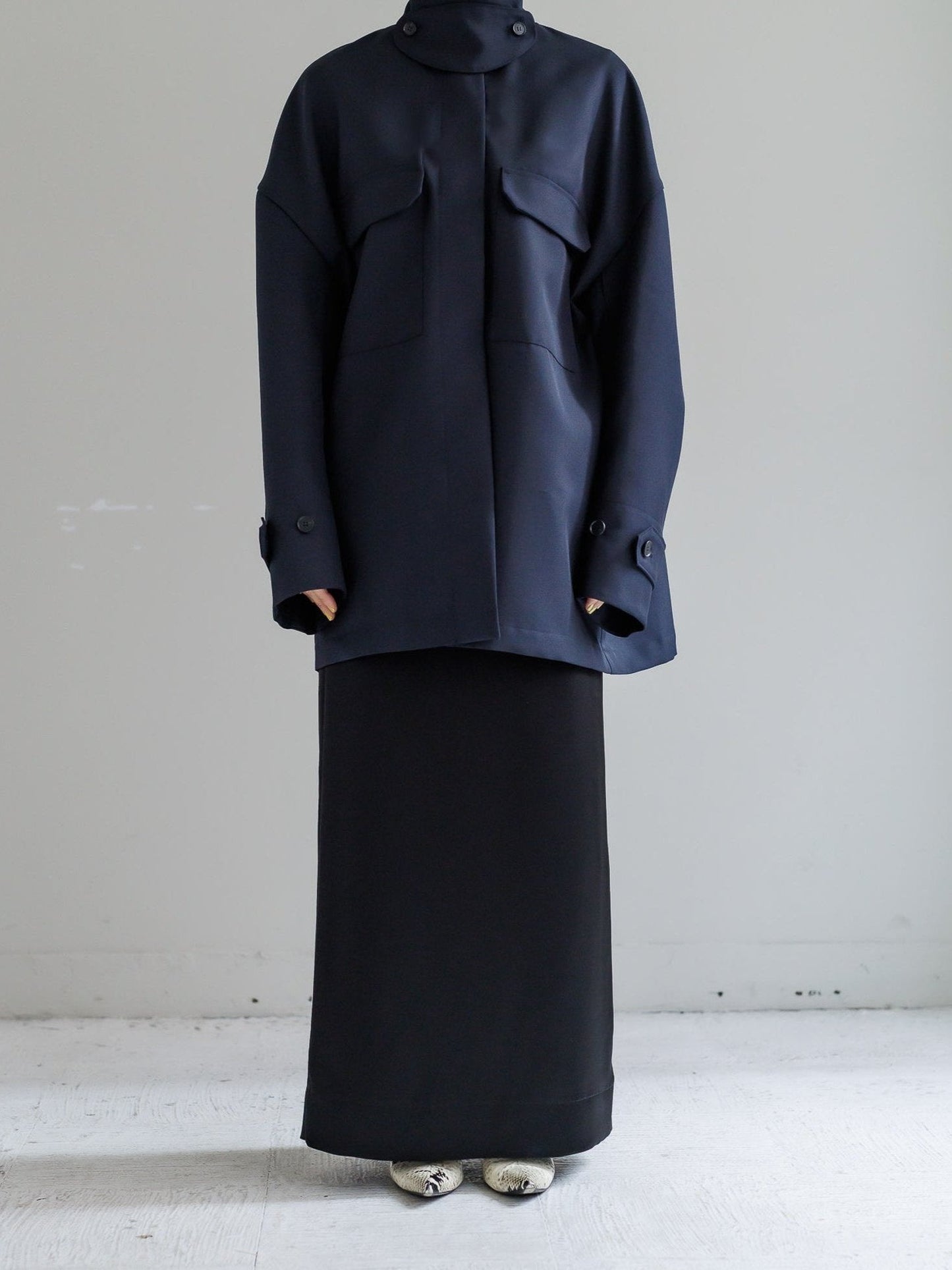 Light doeskin 2way jacket(-d.navy-)