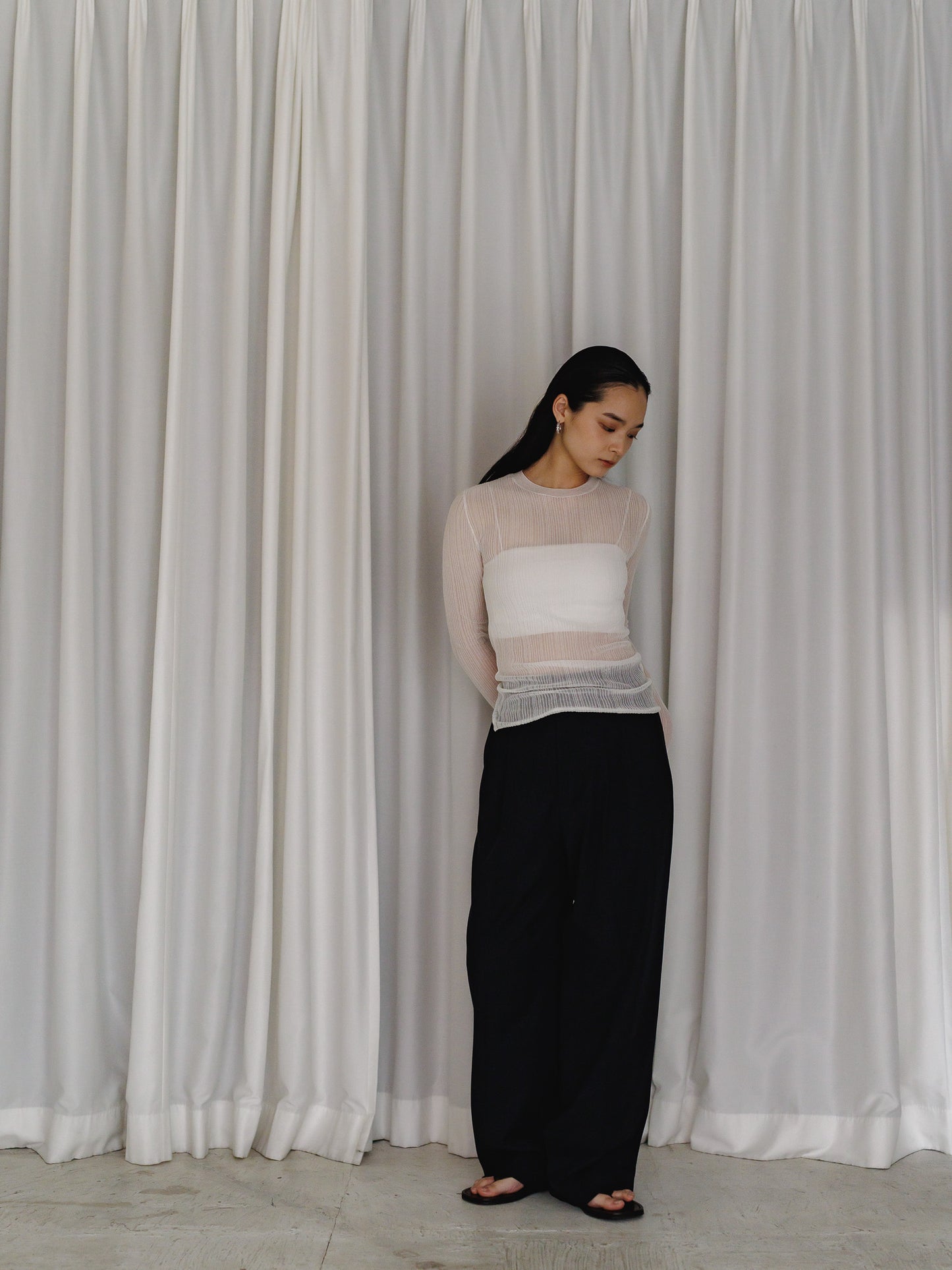 sheer long sleeve knit (3color)