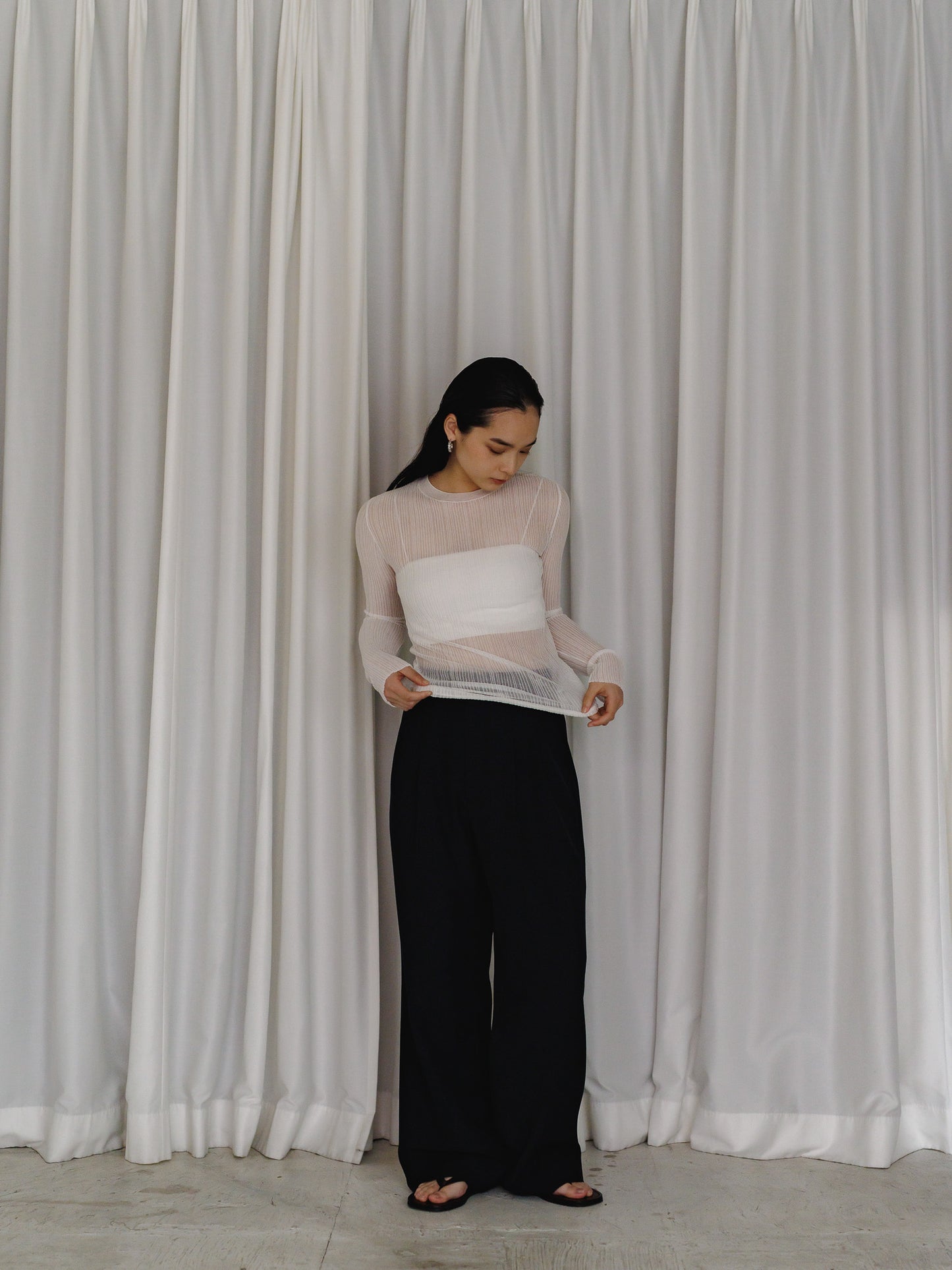 sheer long sleeve knit (3color)