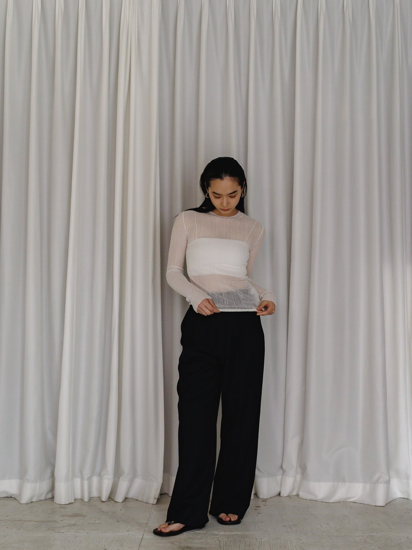 sheer long sleeve knit (3color)