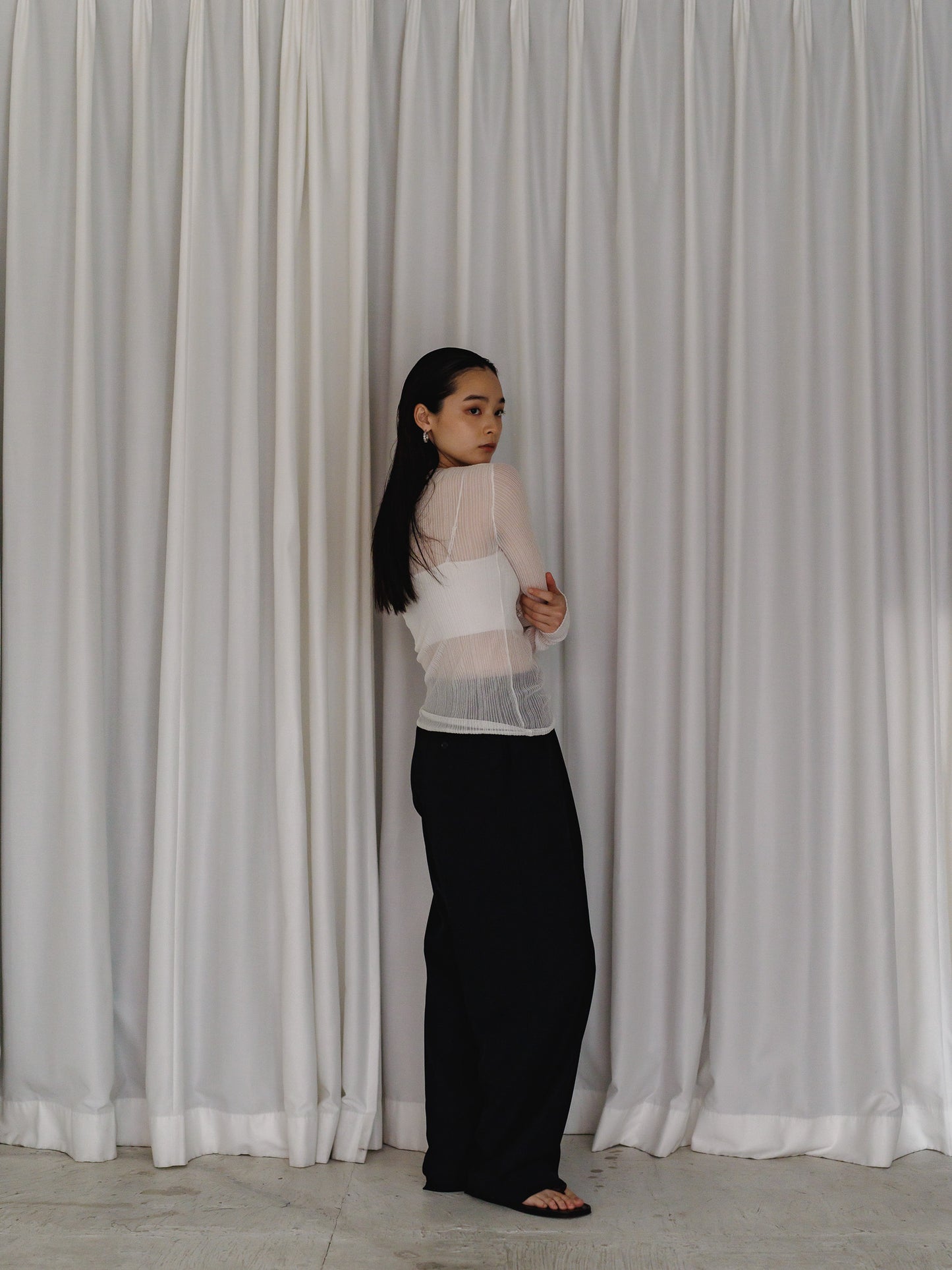 sheer long sleeve knit (3color)