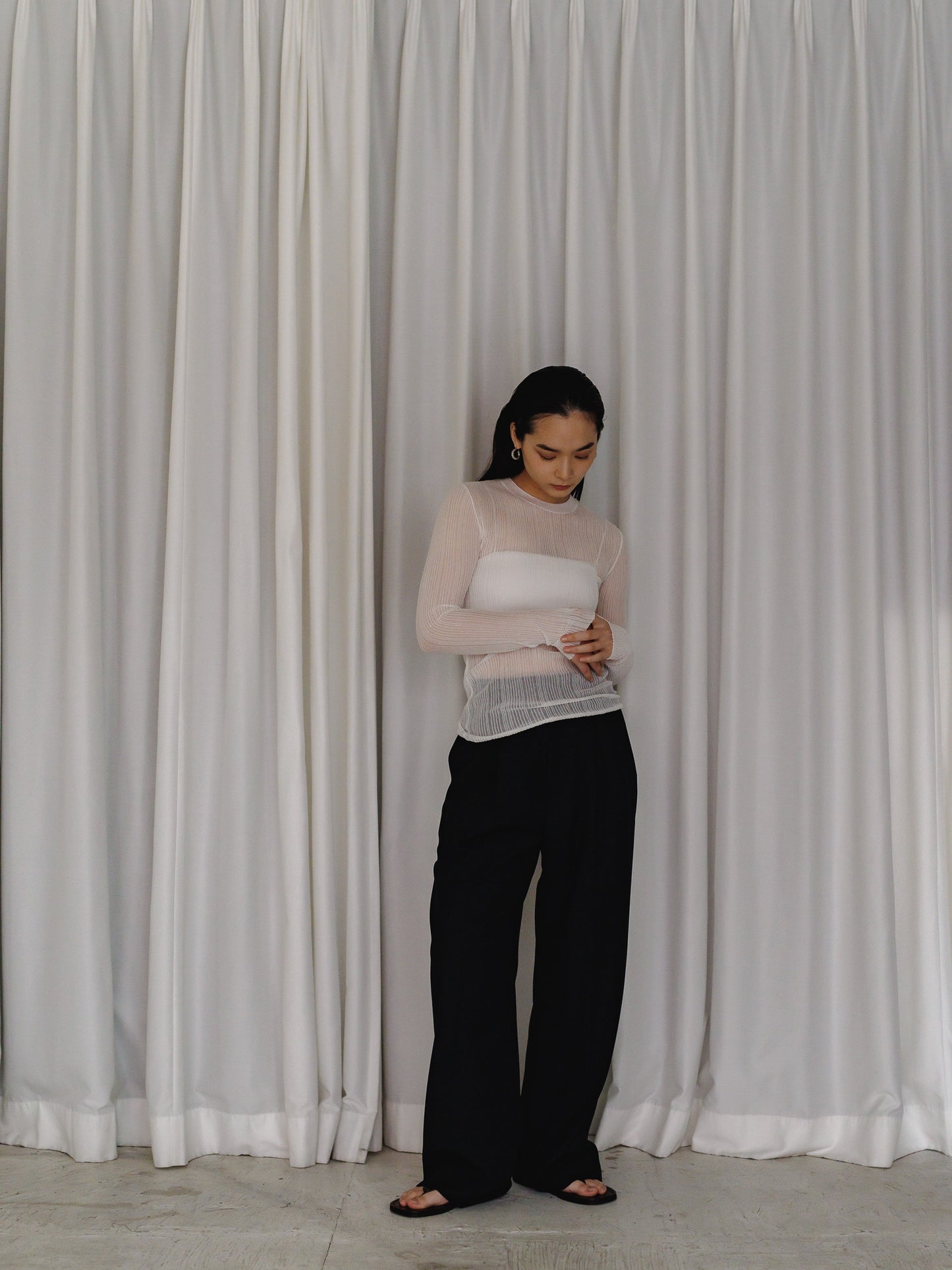 sheer long sleeve knit (3color)