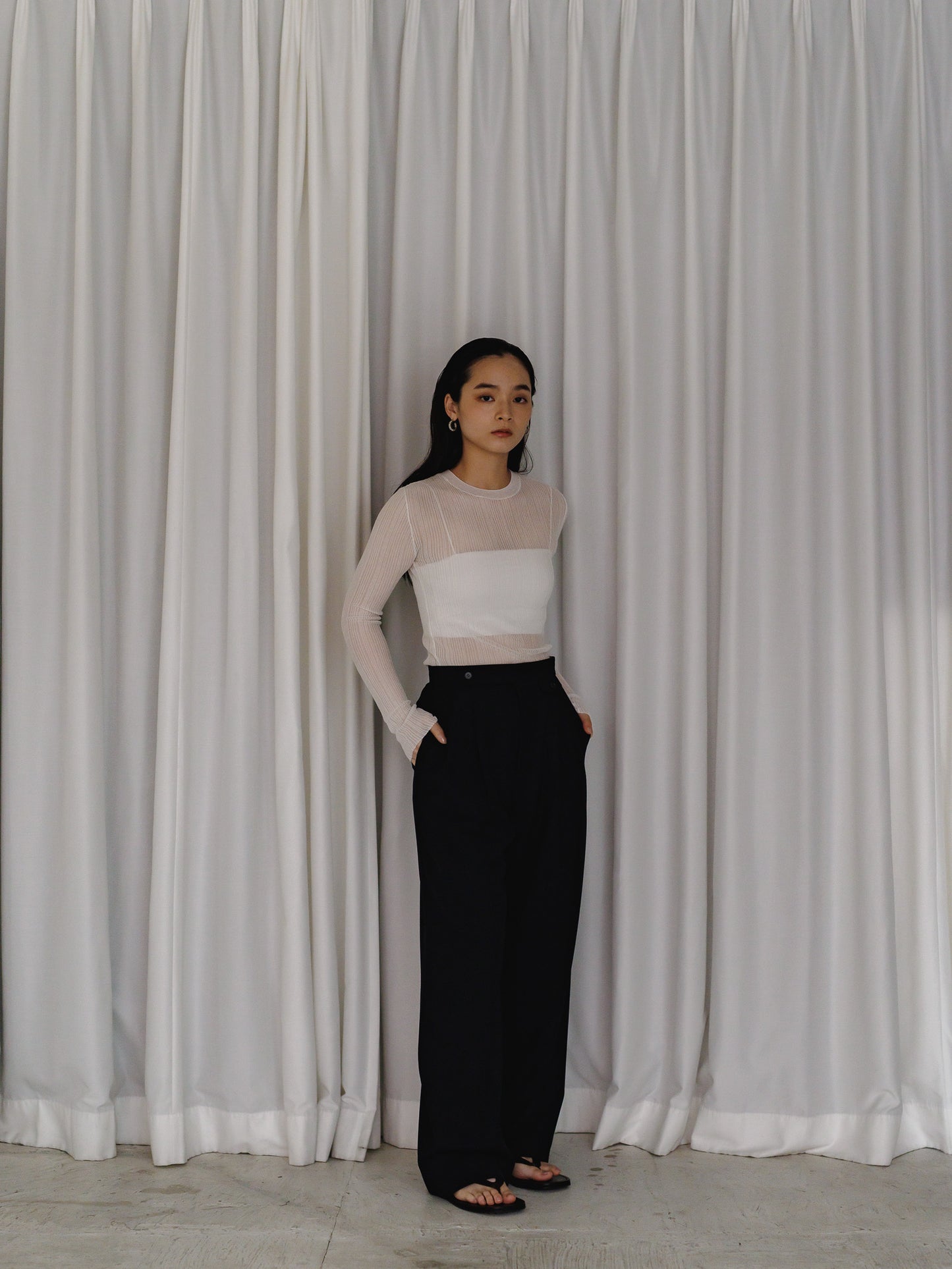 sheer long sleeve knit (3color)