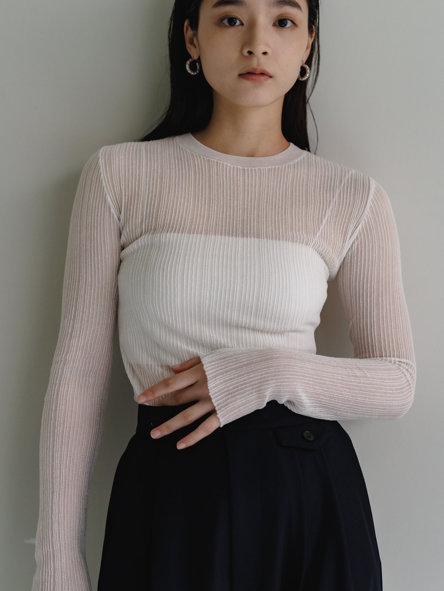 sheer long sleeve knit (3color)