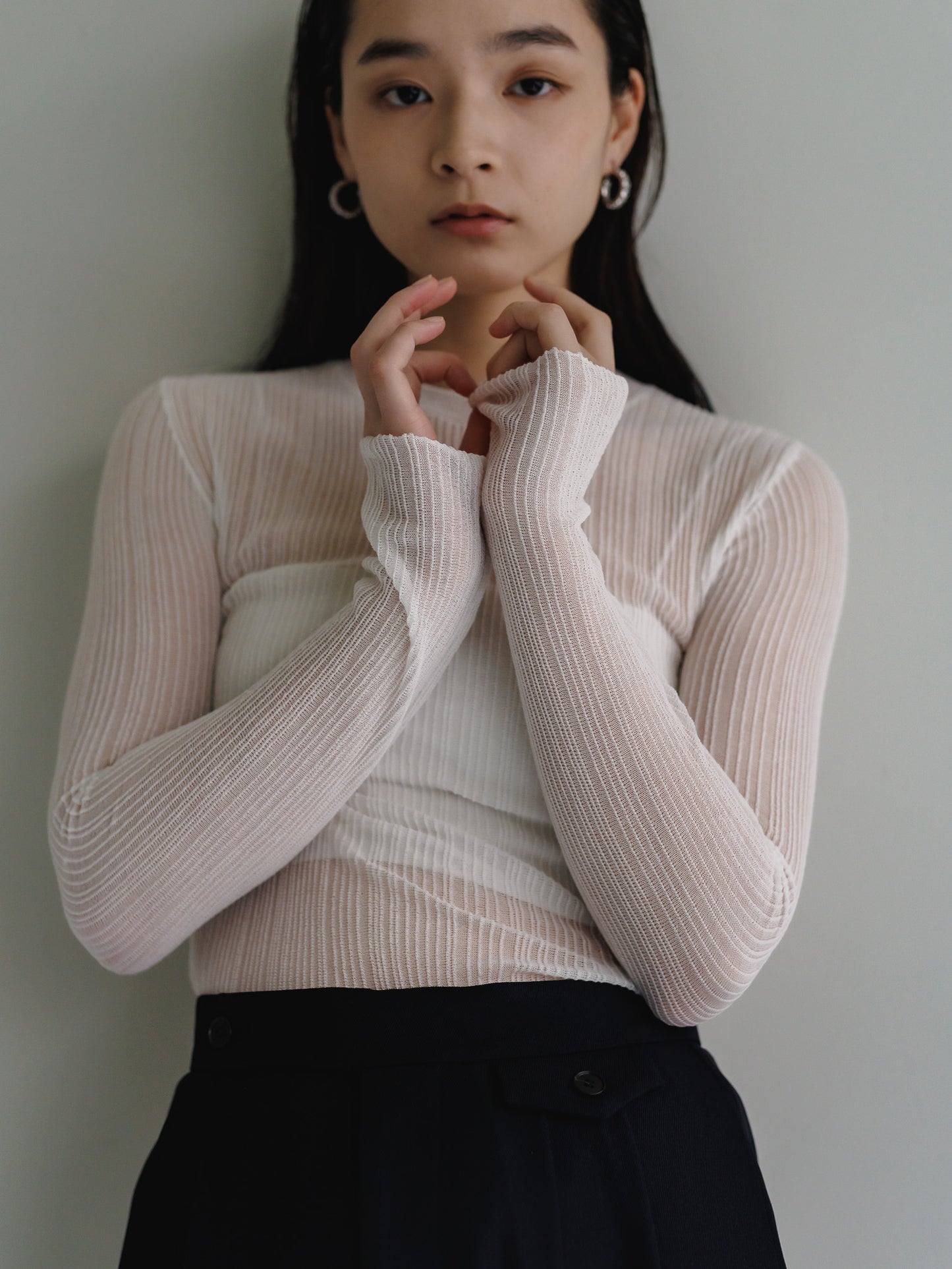 sheer long sleeve knit (3color)