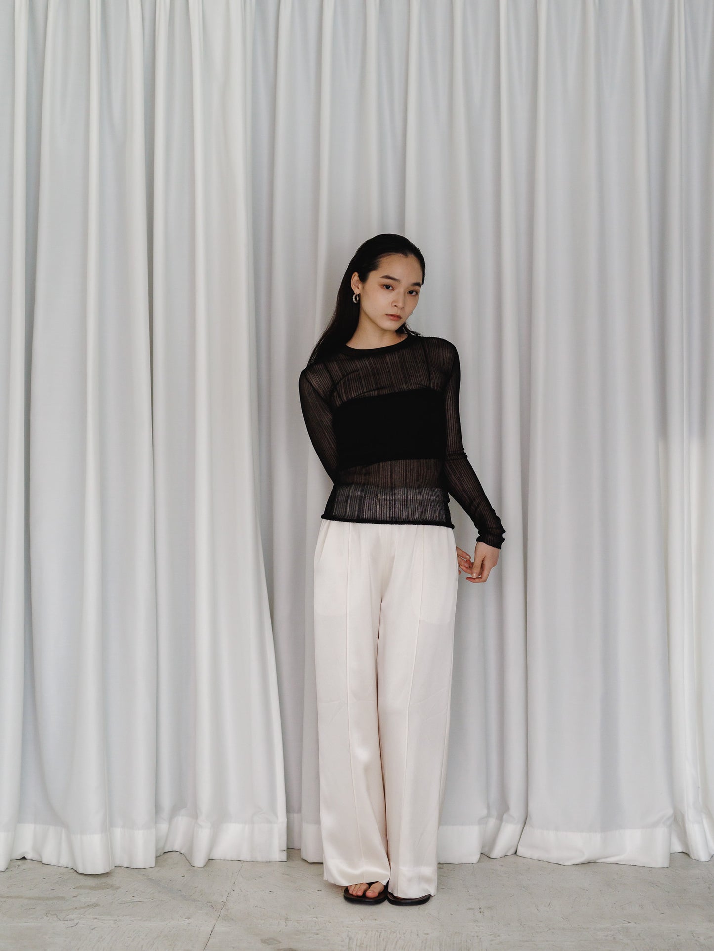 sheer long sleeve knit (3color)