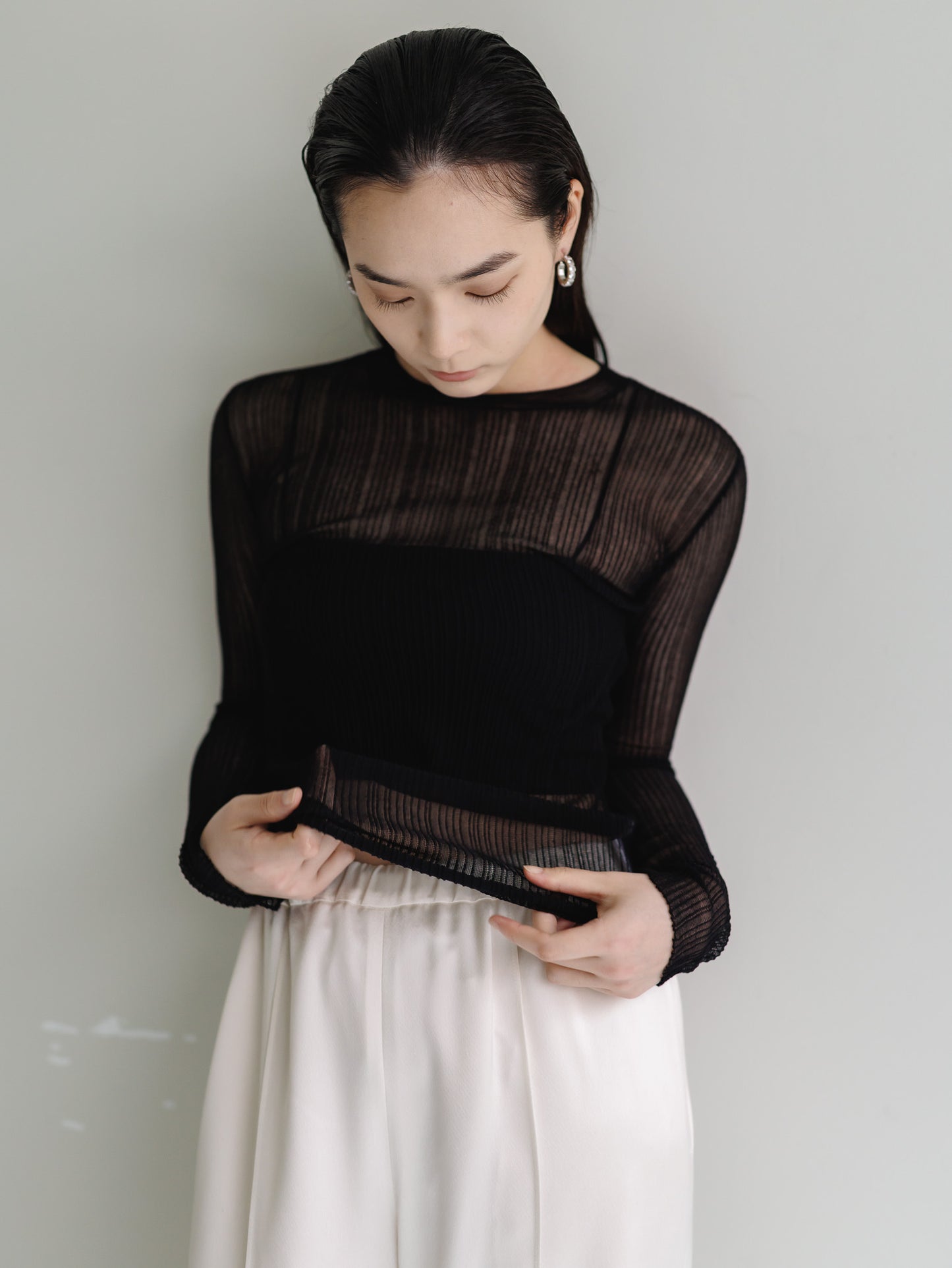 sheer long sleeve knit (3color)