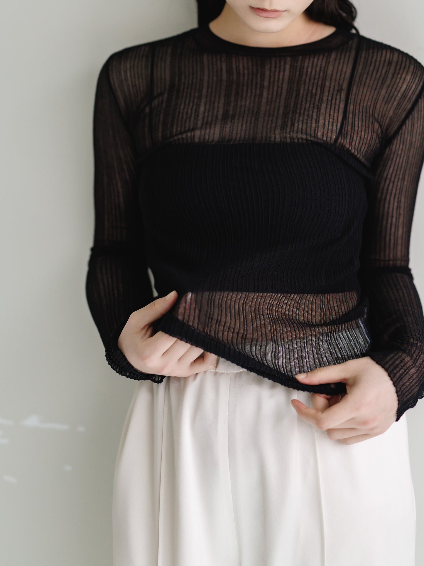 sheer long sleeve knit (3color)