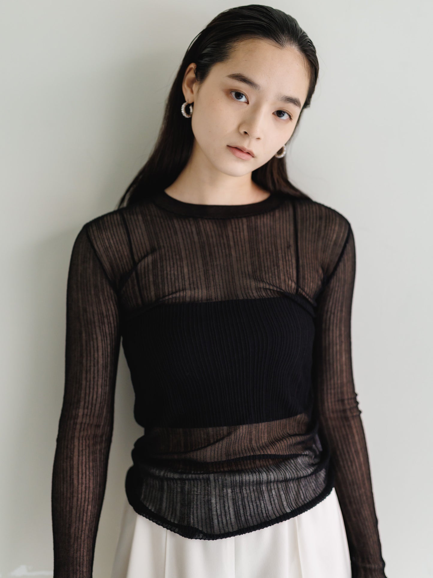 sheer long sleeve knit (3color)