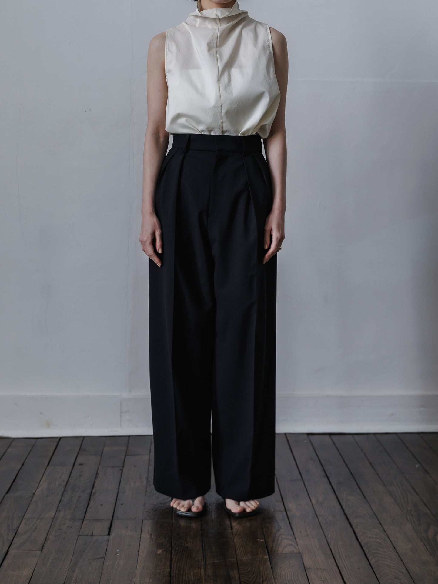 tuck wide trouser (3color)