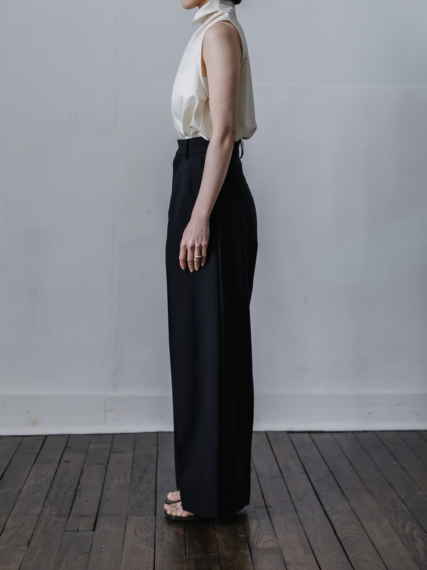 tuck wide trouser (3color)