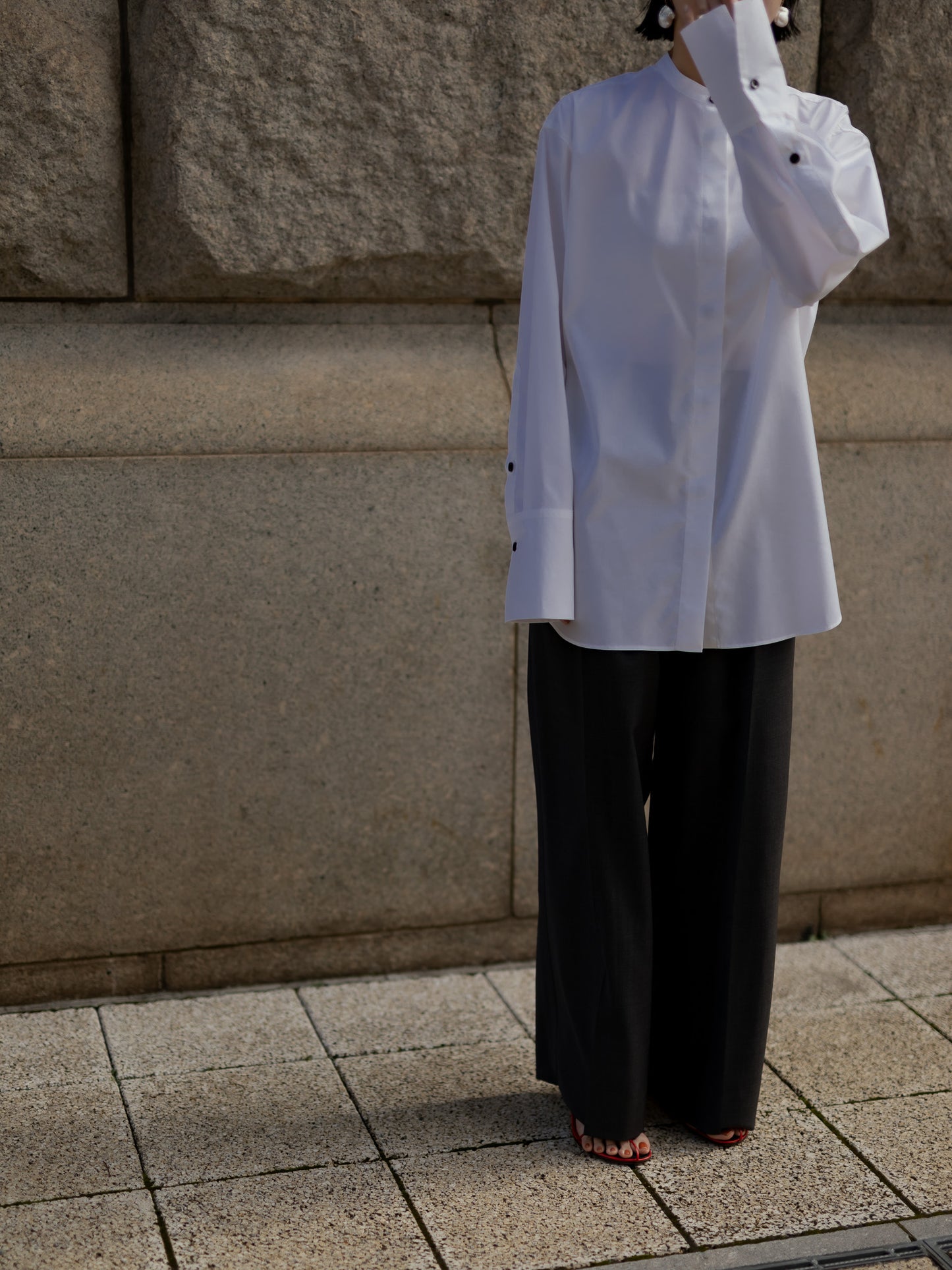 Tuck wide trousers - grey-