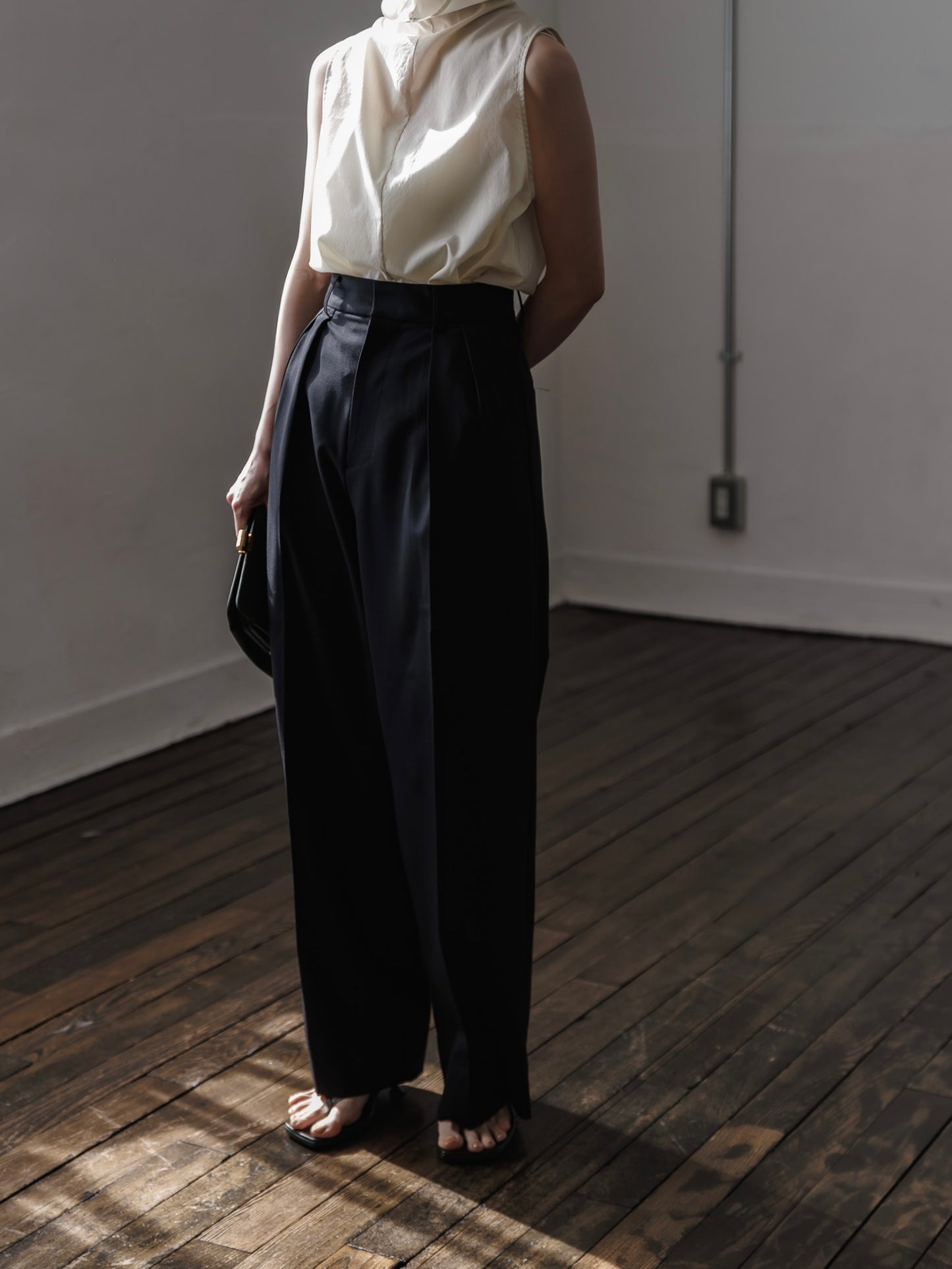 tuck wide trouser (3color)