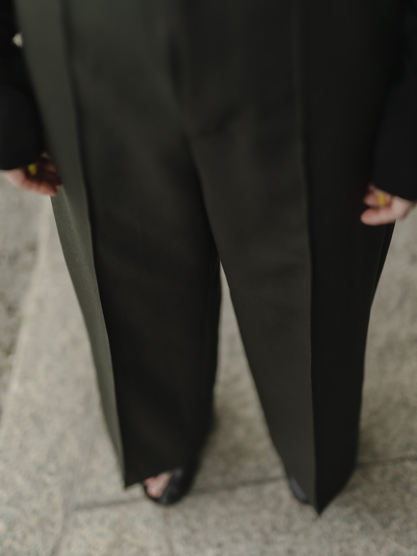 pintuck gabardine trousers (-d.olive-)