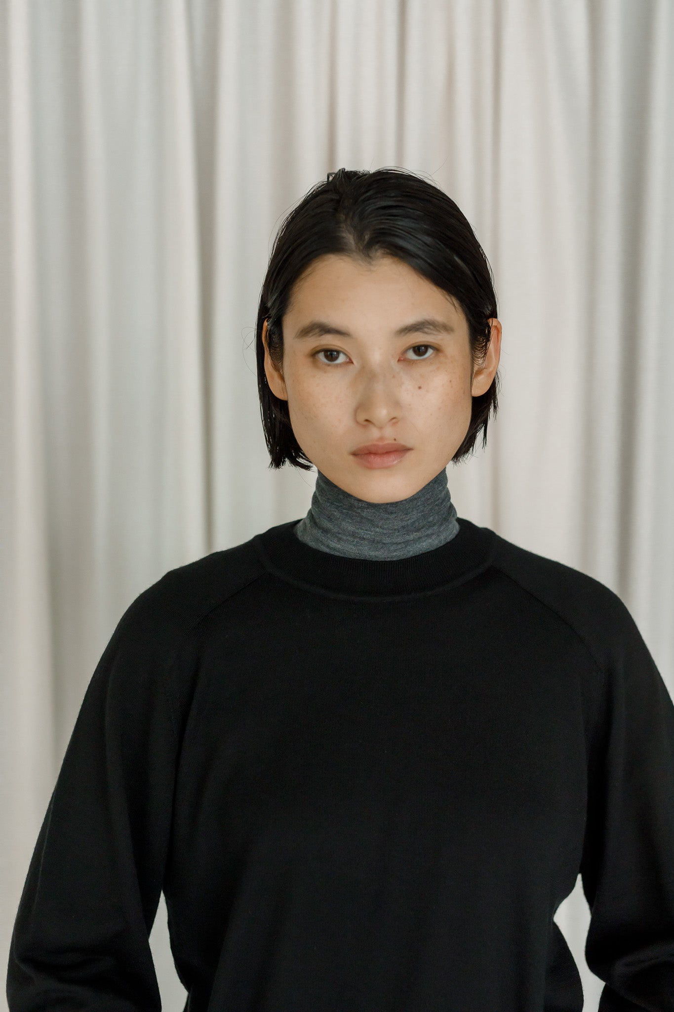 16G merino wool knit (-black-)