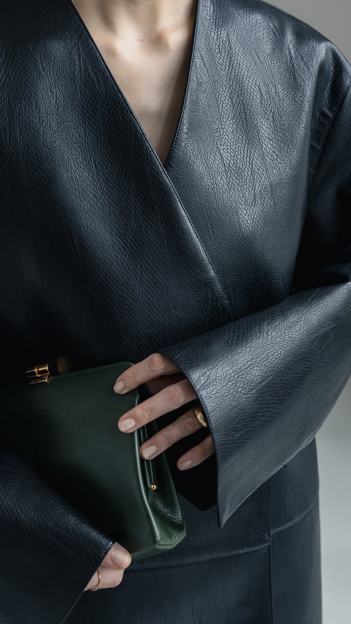 【PRE ORDER】Collarless Leather Jacket(black)