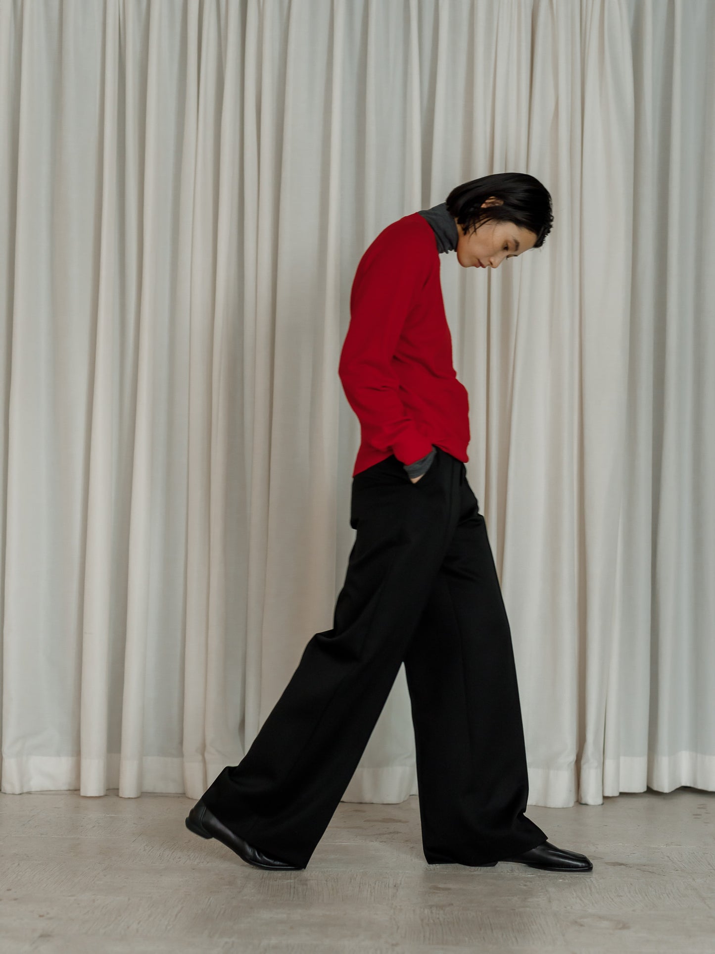 16G merino wool knit (-red-)