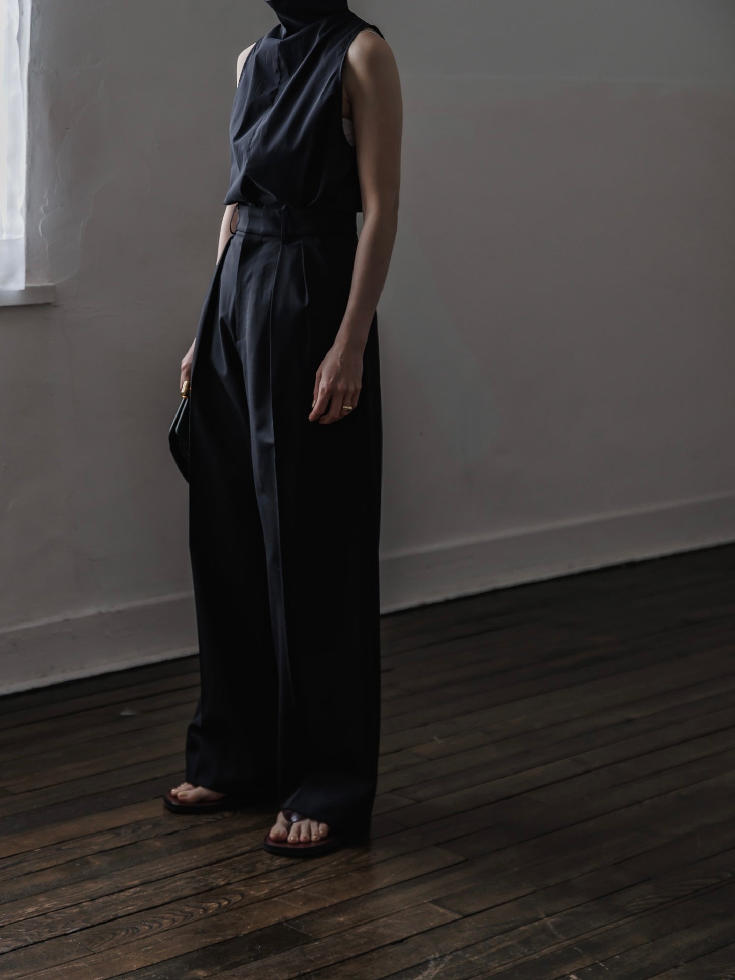 tuck wide trouser (3color)