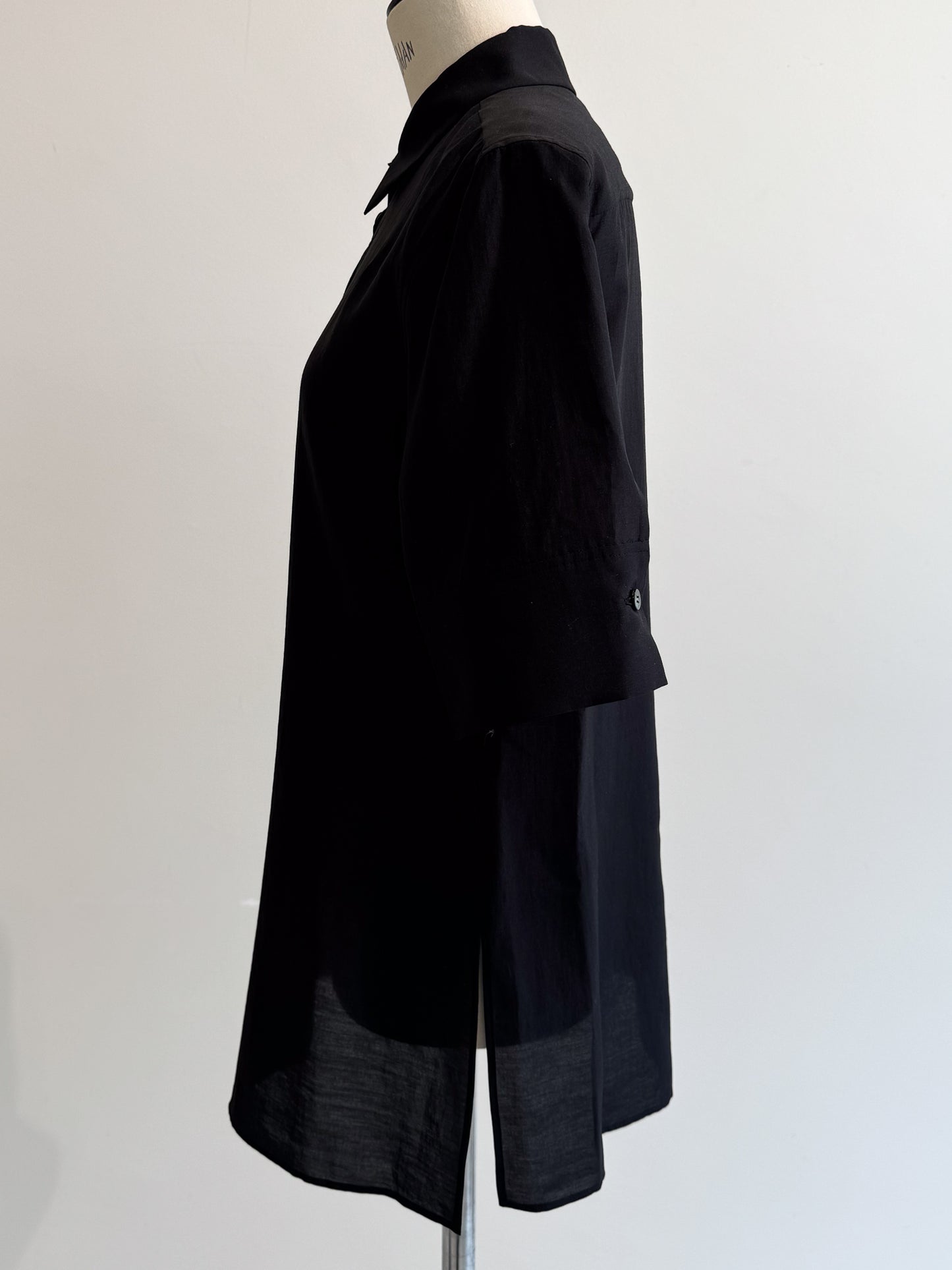 sheer half sleeve shirt (-black-)