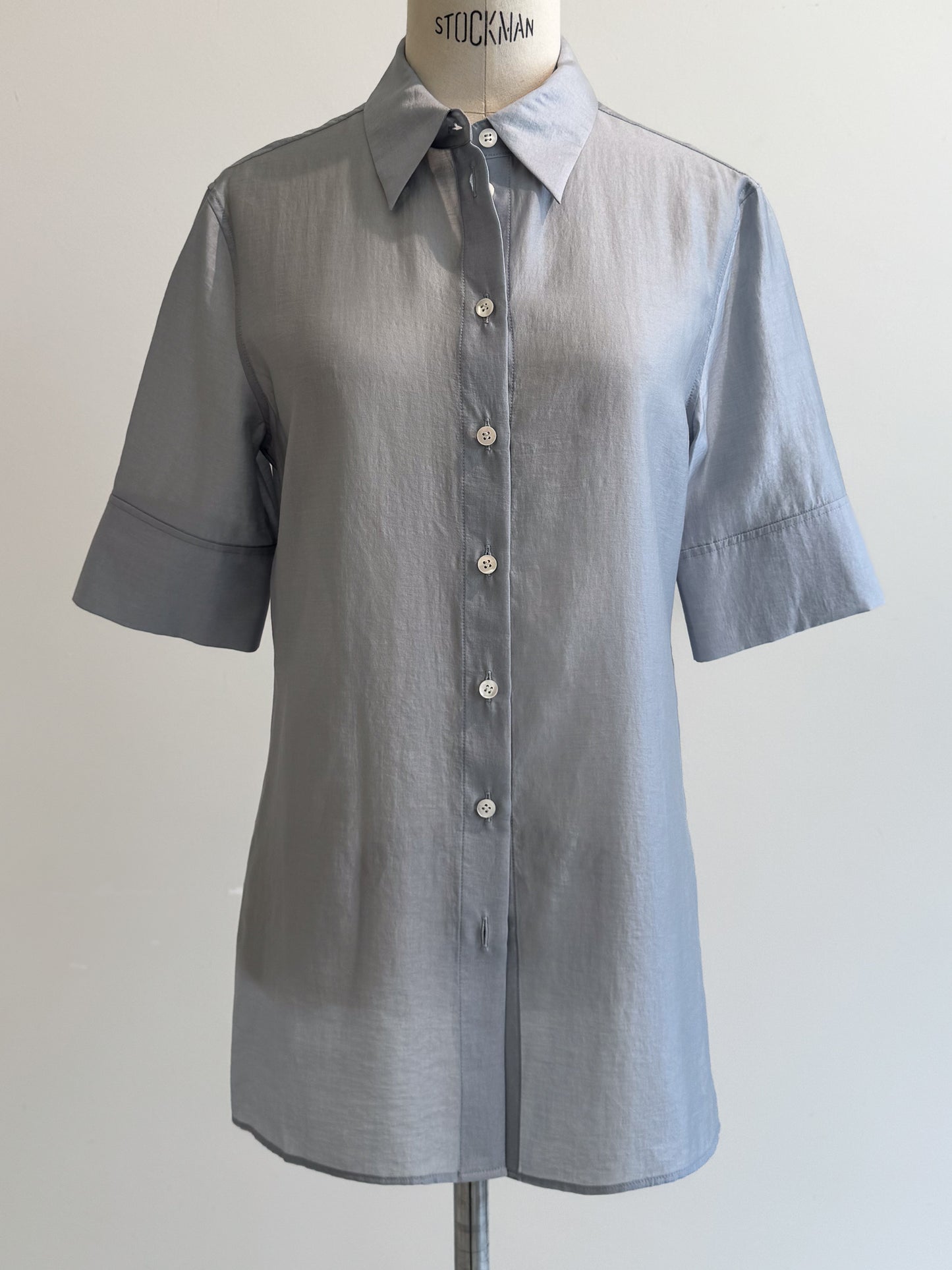 sheer half sleeve shirt (-cloud-)