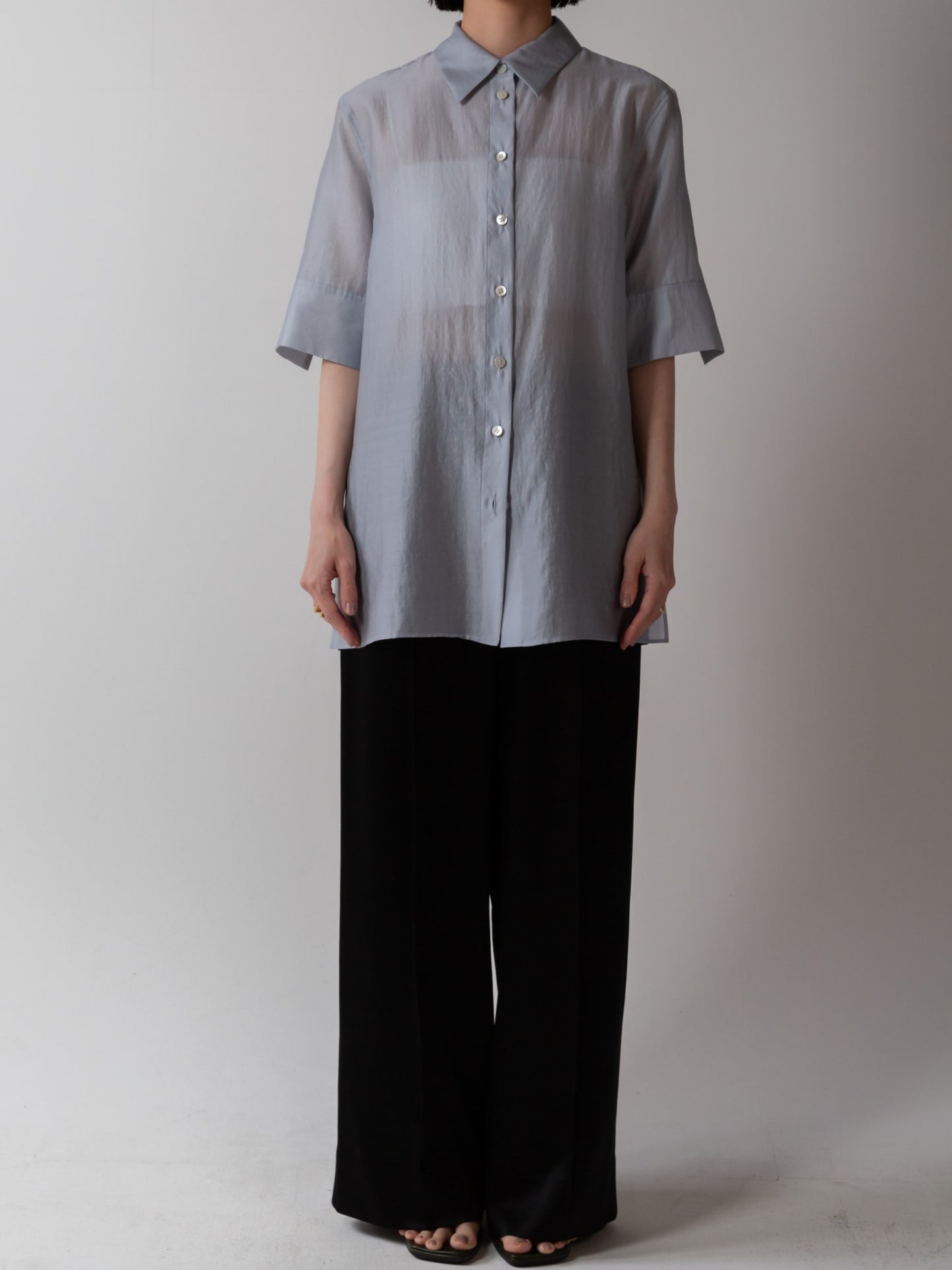 sheer half sleeve shirt (-cloud-)