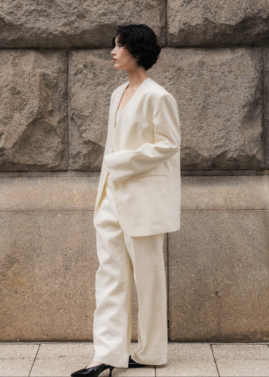 Linen Collarless Jacket