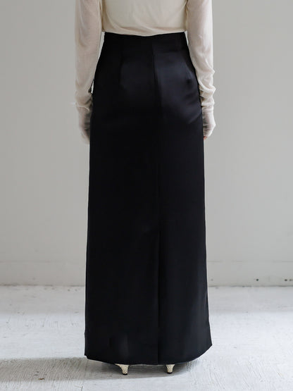 【PRE ORDER】satin straight skirt (-black-)