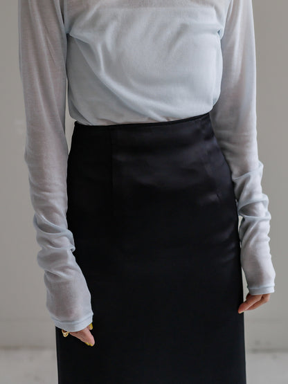 【PRE ORDER】satin straight skirt (-black-)