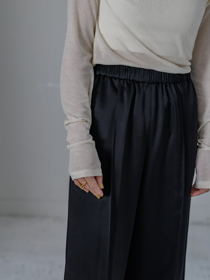 【PRE ORDER】satin easy pants (-black-)