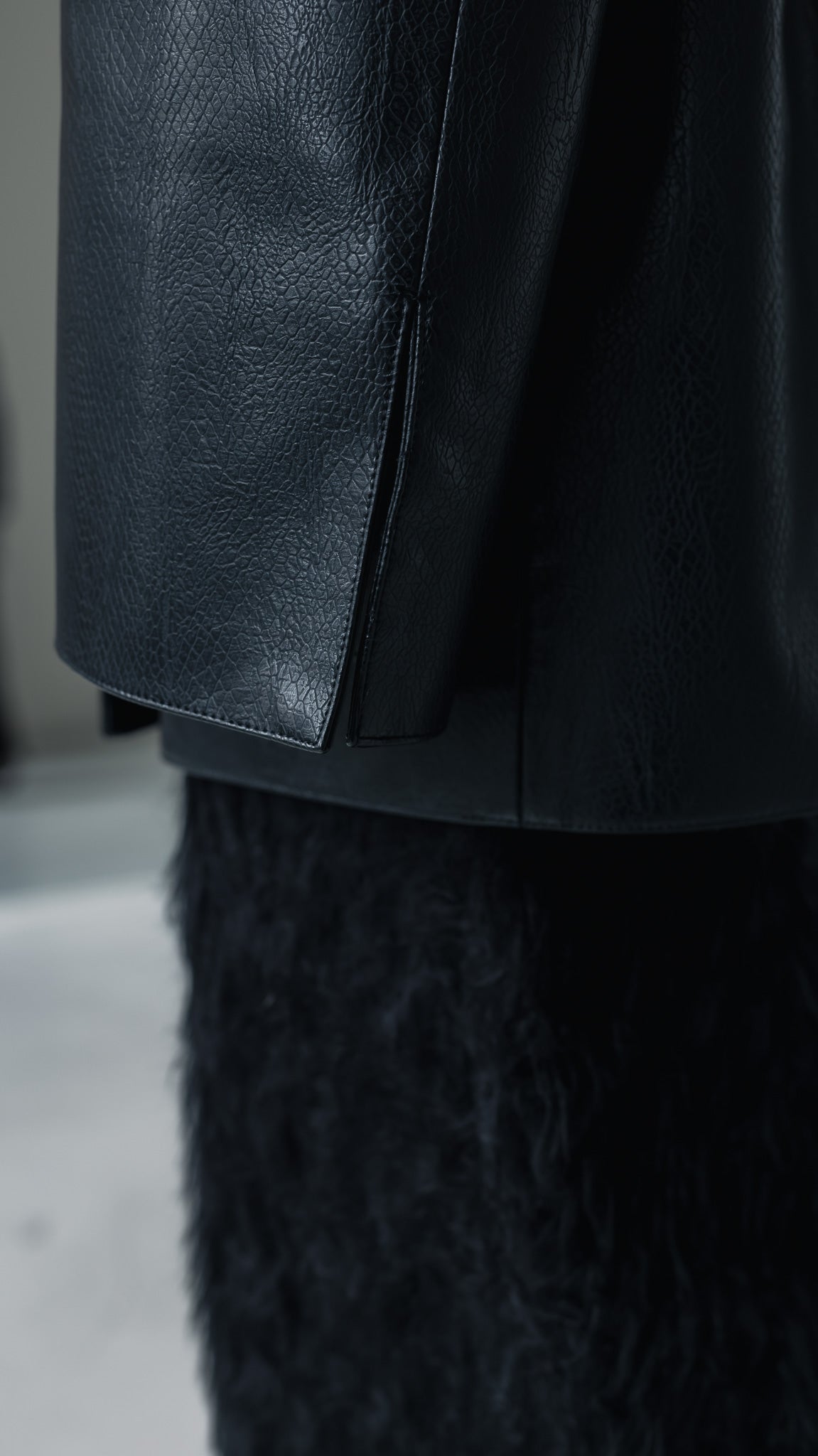 【PRE ORDER】Collarless Leather Jacket(black)