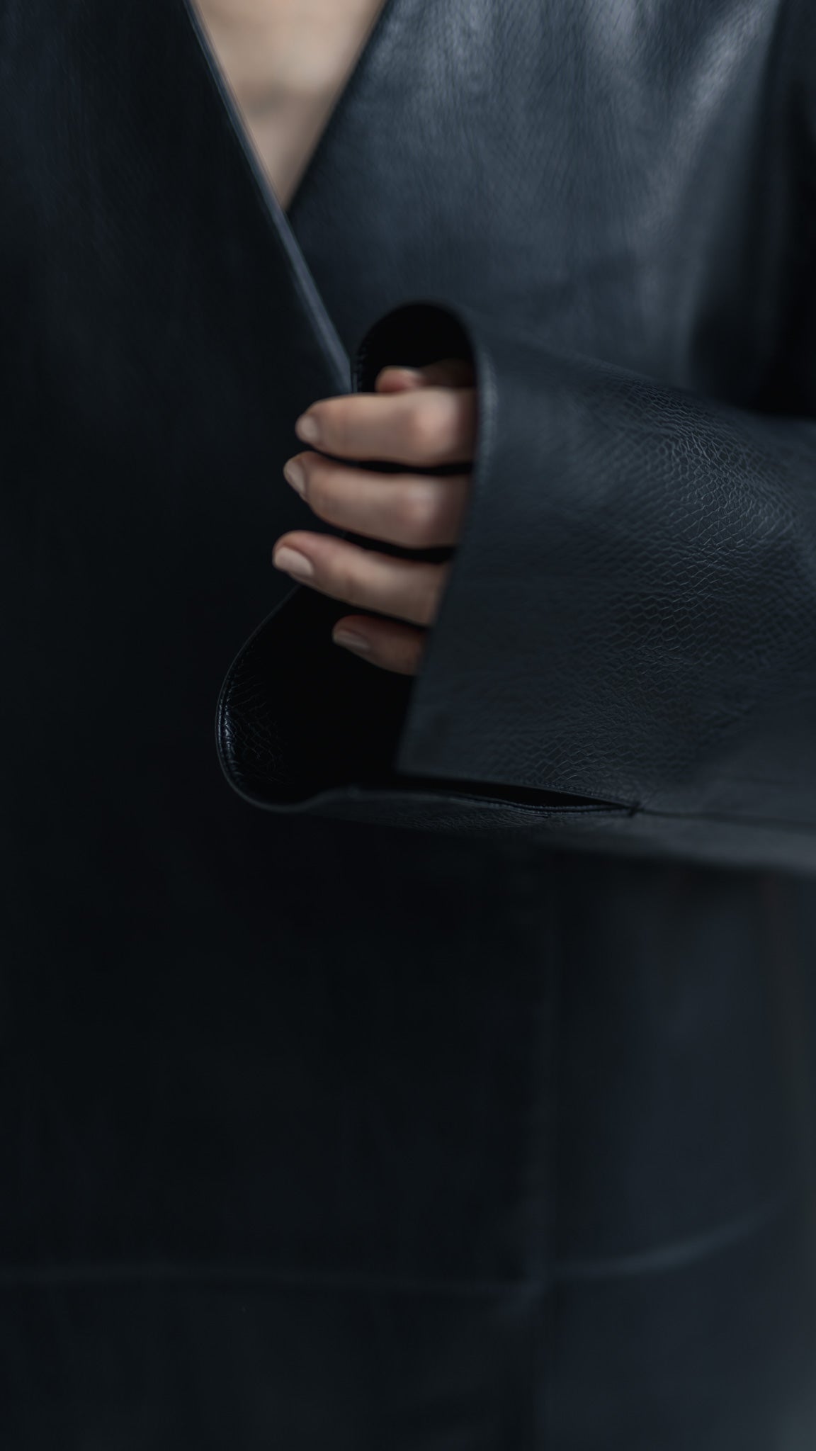 【PRE ORDER】Collarless Leather Jacket(black)