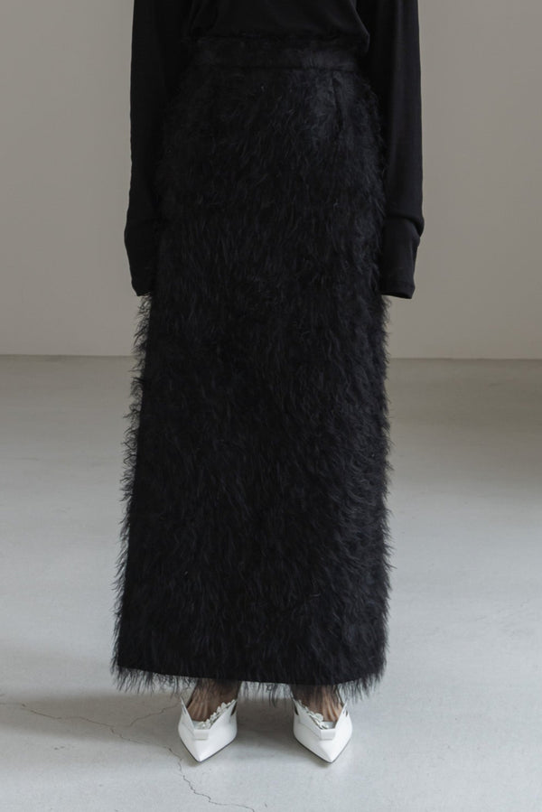 FEATHERED LONG SKIRT (2color)