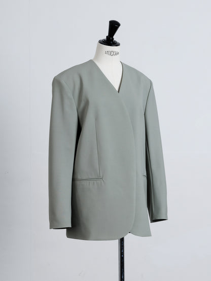 【PRE ORDER】COLLARLESS JACKET (sage)