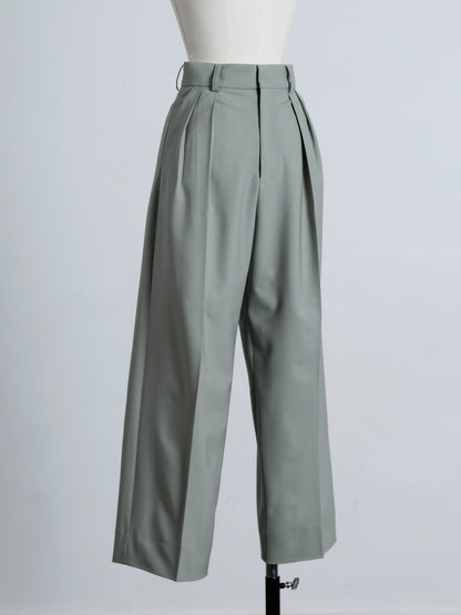 【PRE ORDER】TUCK WIDE TROUSERS (sage)