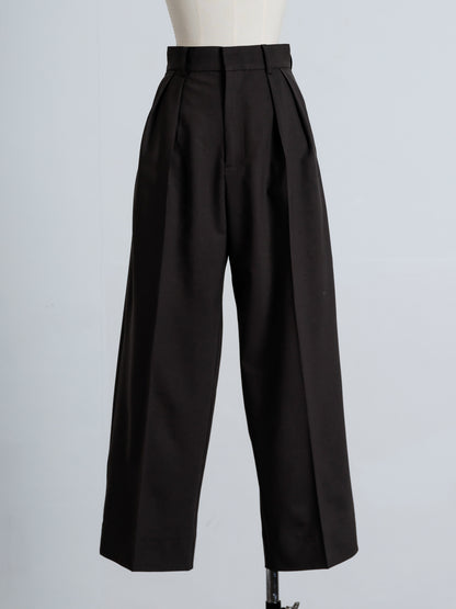 【PRE ORDER】TUCK WIDE TROUSERS (dark brown)