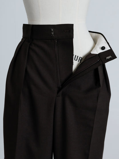 【PRE ORDER】TUCK WIDE TROUSERS (dark brown)