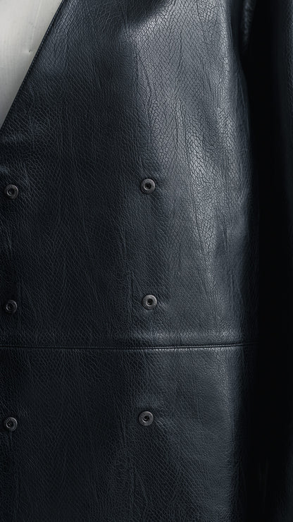 【PRE ORDER】Collarless Leather Jacket(black)