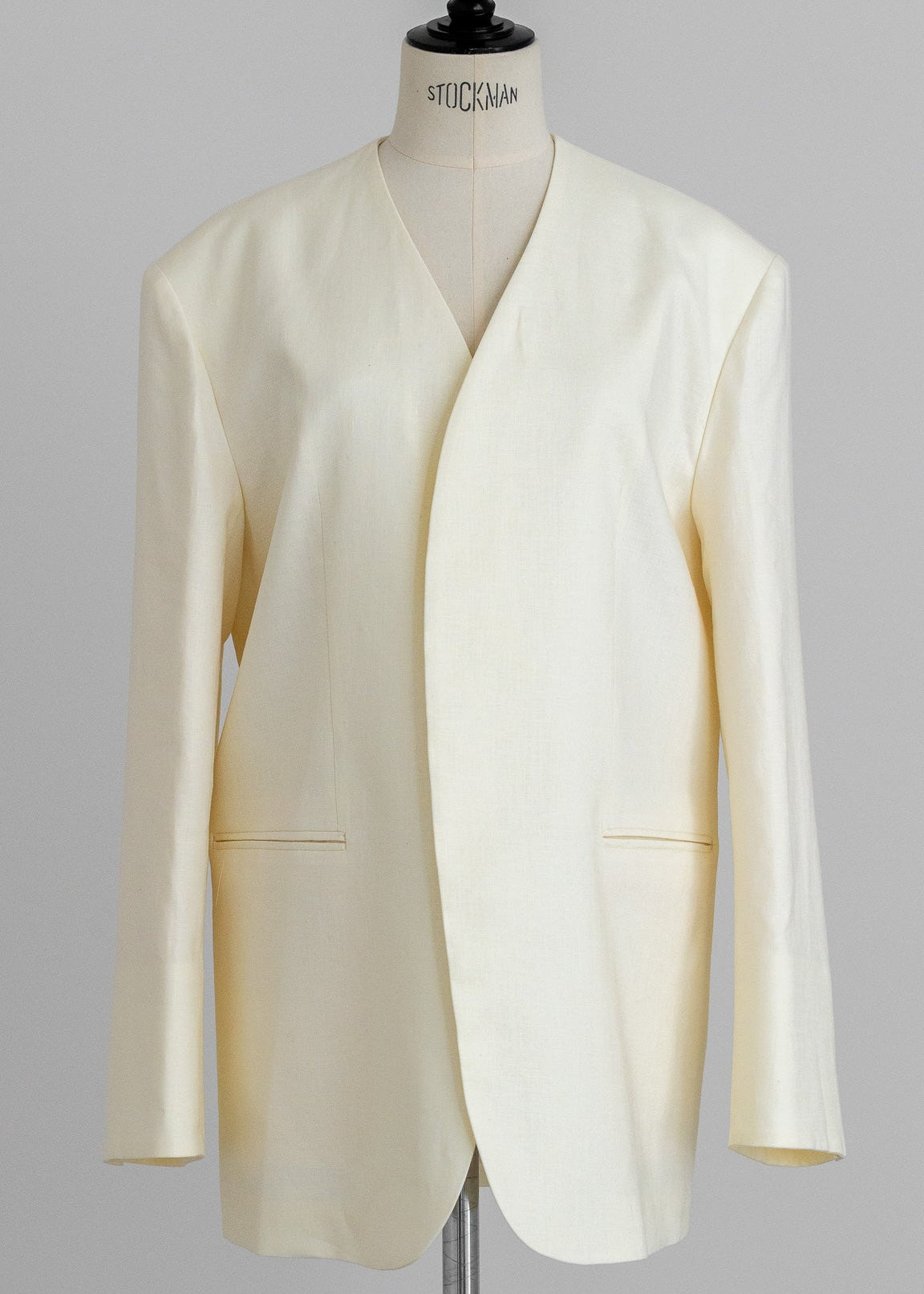 【PRE ORDER】Collarless Linen Jacket (Chalk)
