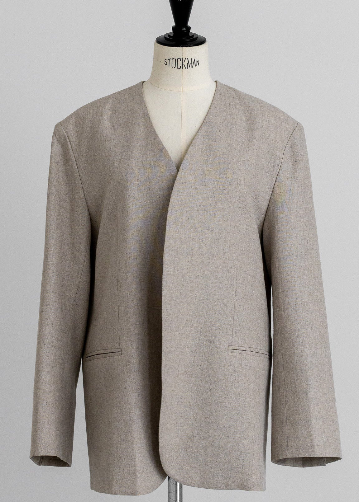 【PRE ORDER】Linen Collarless Jacket(Raw sand)