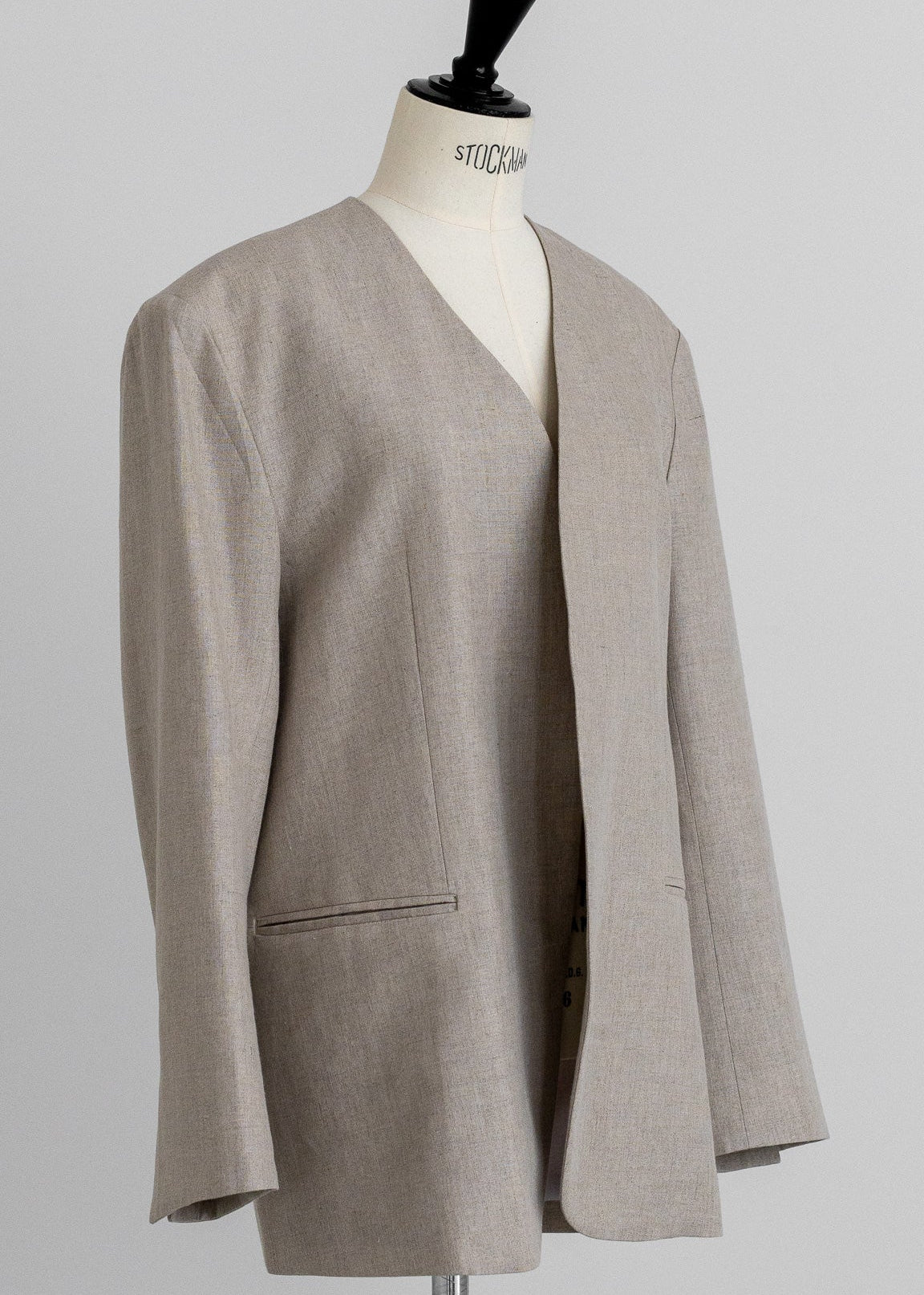 【PRE ORDER】Linen Collarless Jacket(Raw sand)