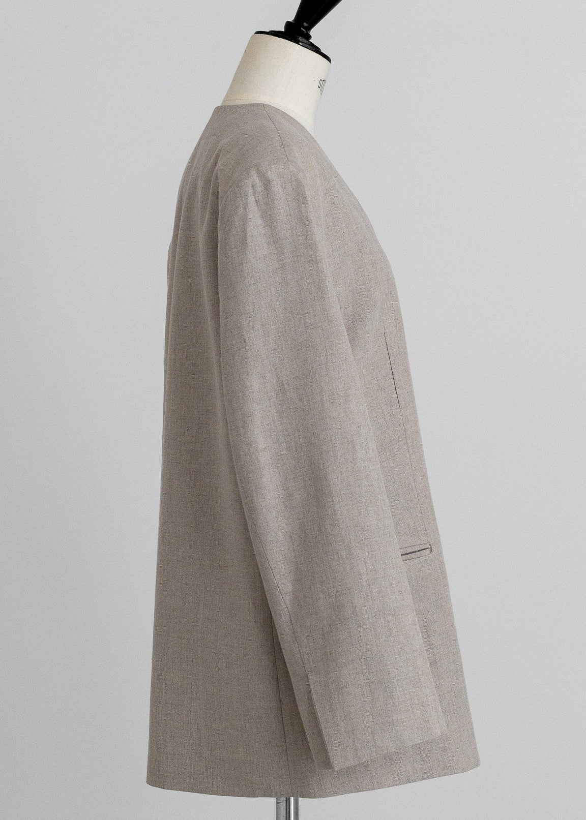 【PRE ORDER】Linen Collarless Jacket(Raw sand)