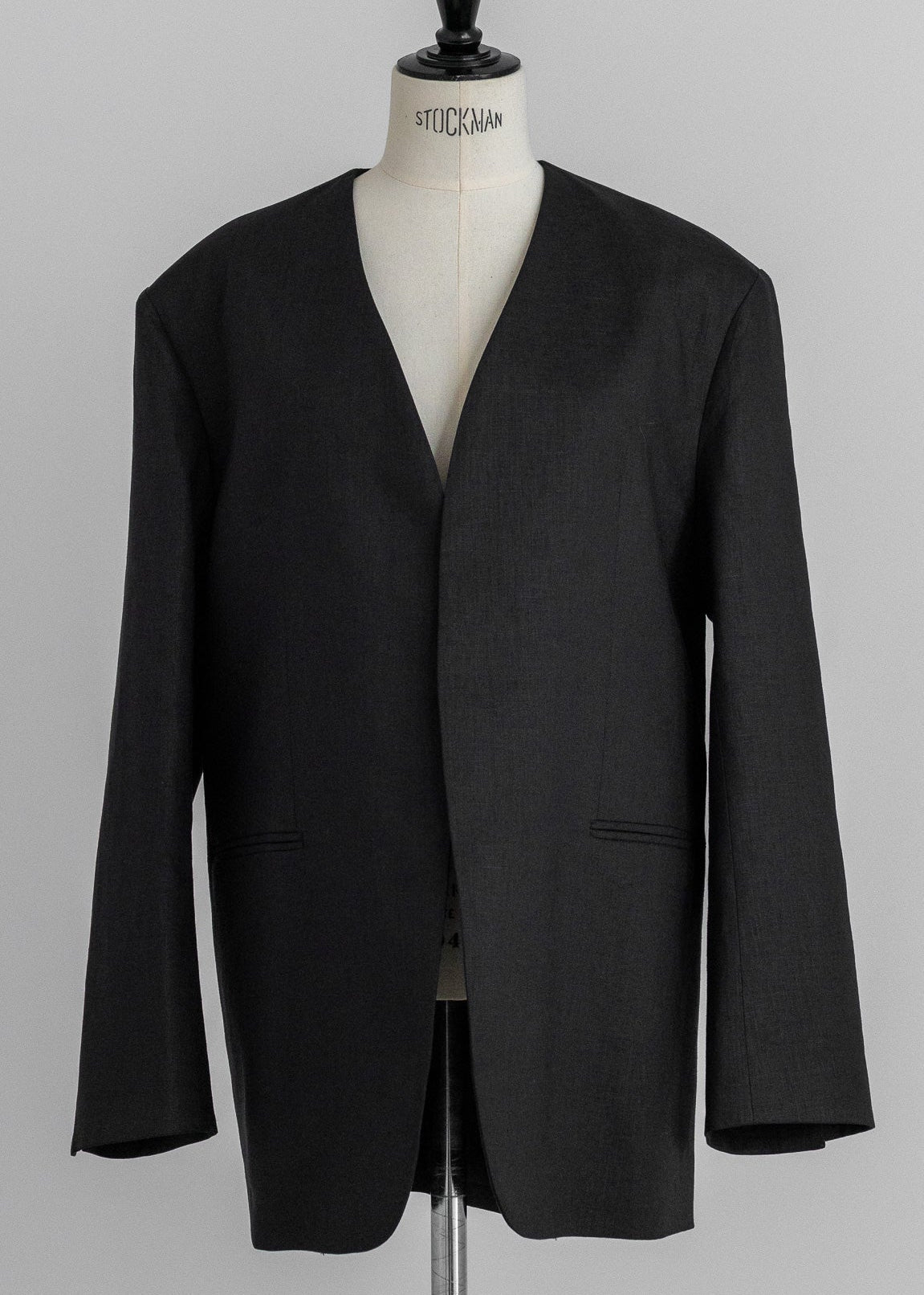 【PRE ORDER】Collarless Linen Jacket (Ink Black)