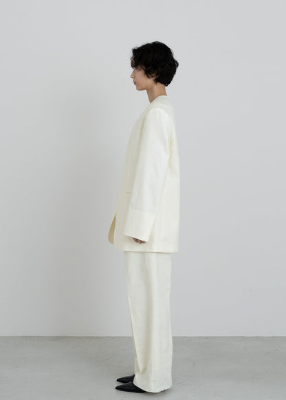 【PRE ORDER】Collarless Linen Jacket (Chalk)