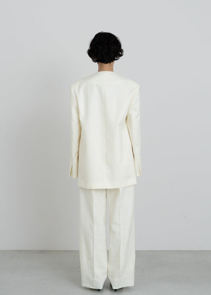 【PRE ORDER】Collarless Linen Jacket (Chalk)