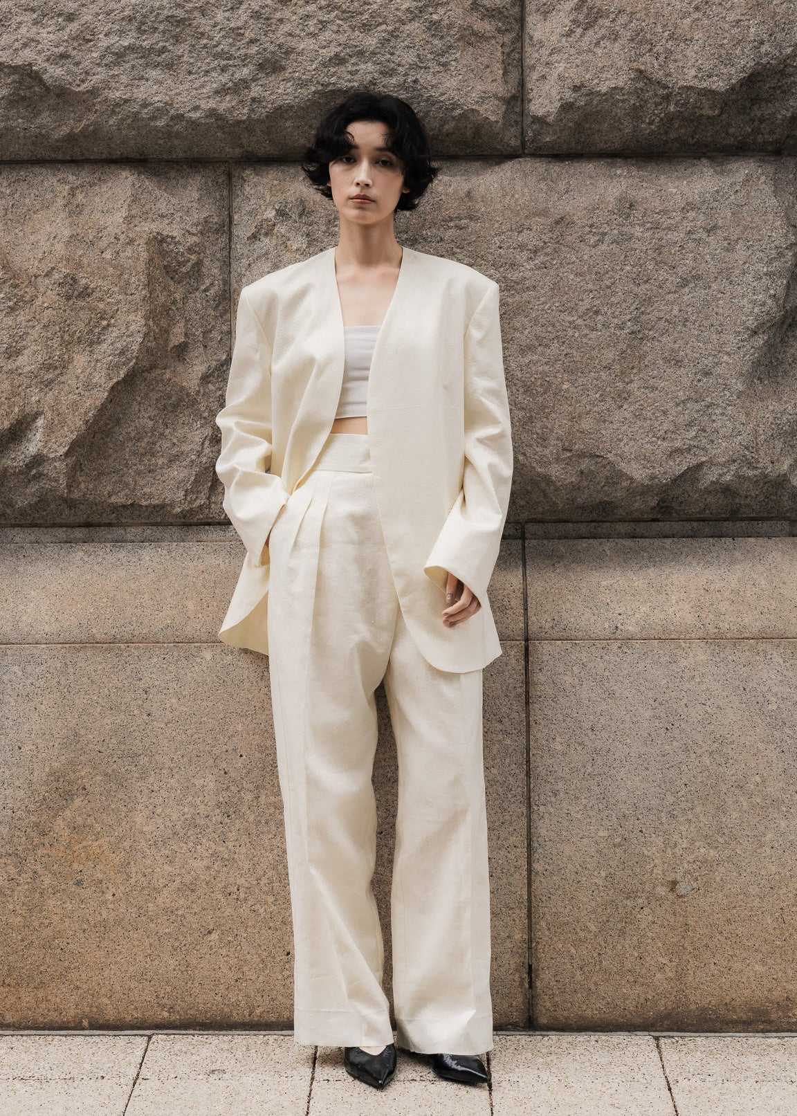 【PRE ORDER】Linen Wrap Trousers (Chalk)