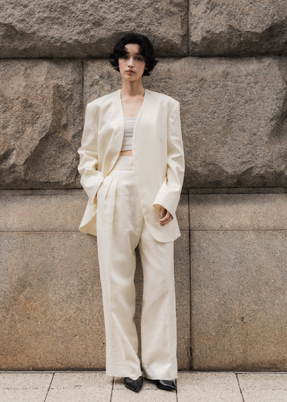 【PRE ORDER】Linen Wrap Trousers (Chalk)